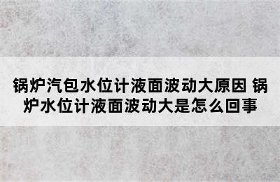 锅炉汽包水位计液面波动大原因 锅炉水位计液面波动大是怎么回事